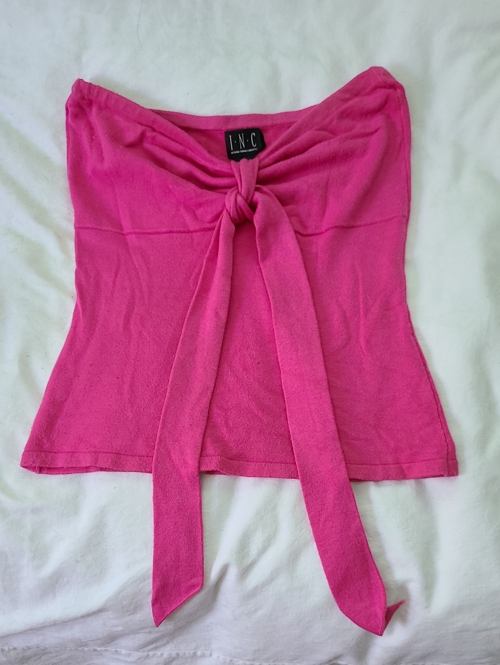INC International Concepts Hot Pink Strapless Tie-Front Tube Top